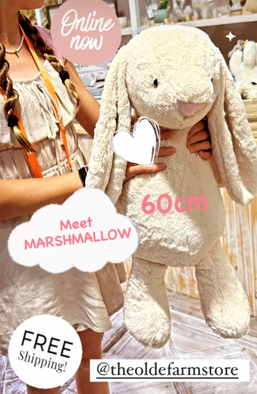 Jumbo MARSHMALLOW Plush Rabbit FREE Postage