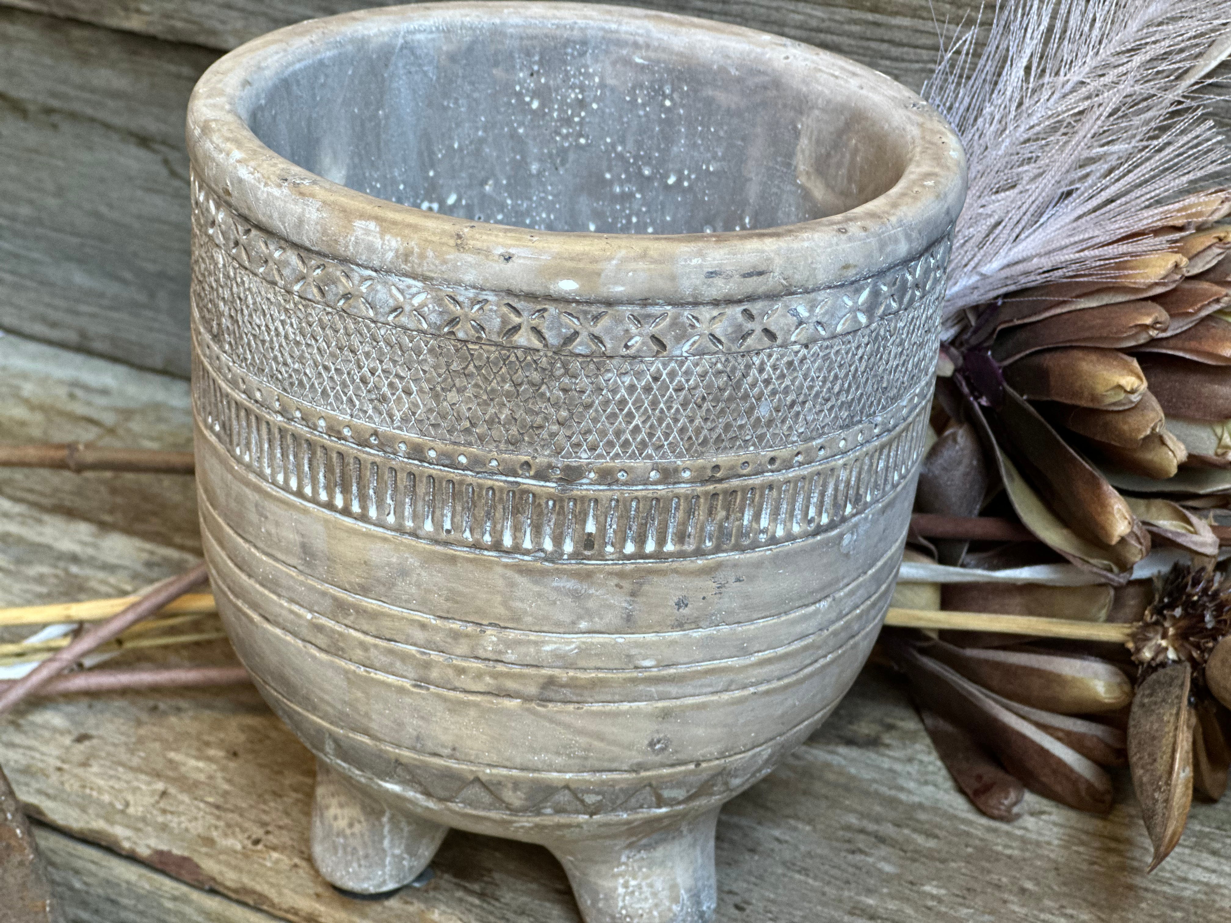 Rustic Embellished Clay PLANTER