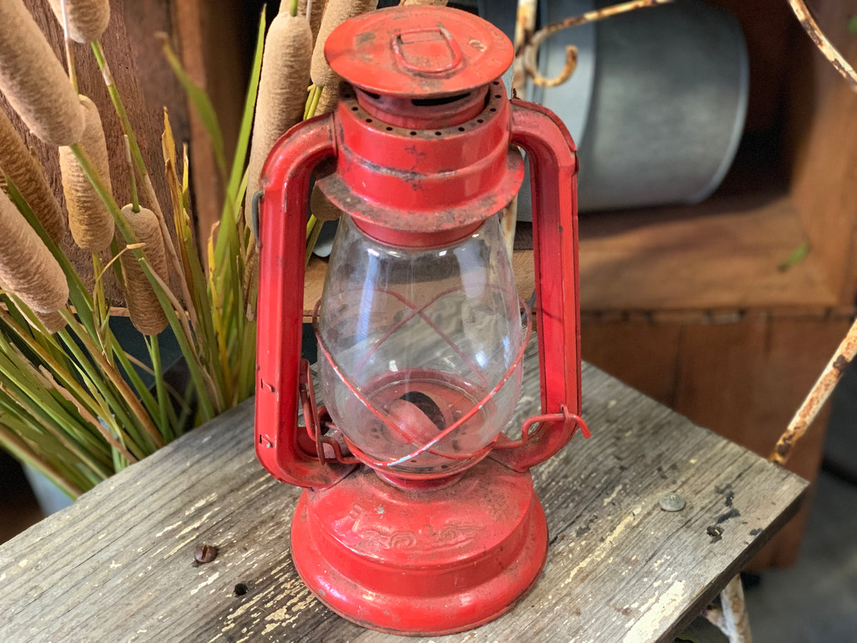 Antique red shop glass lantern