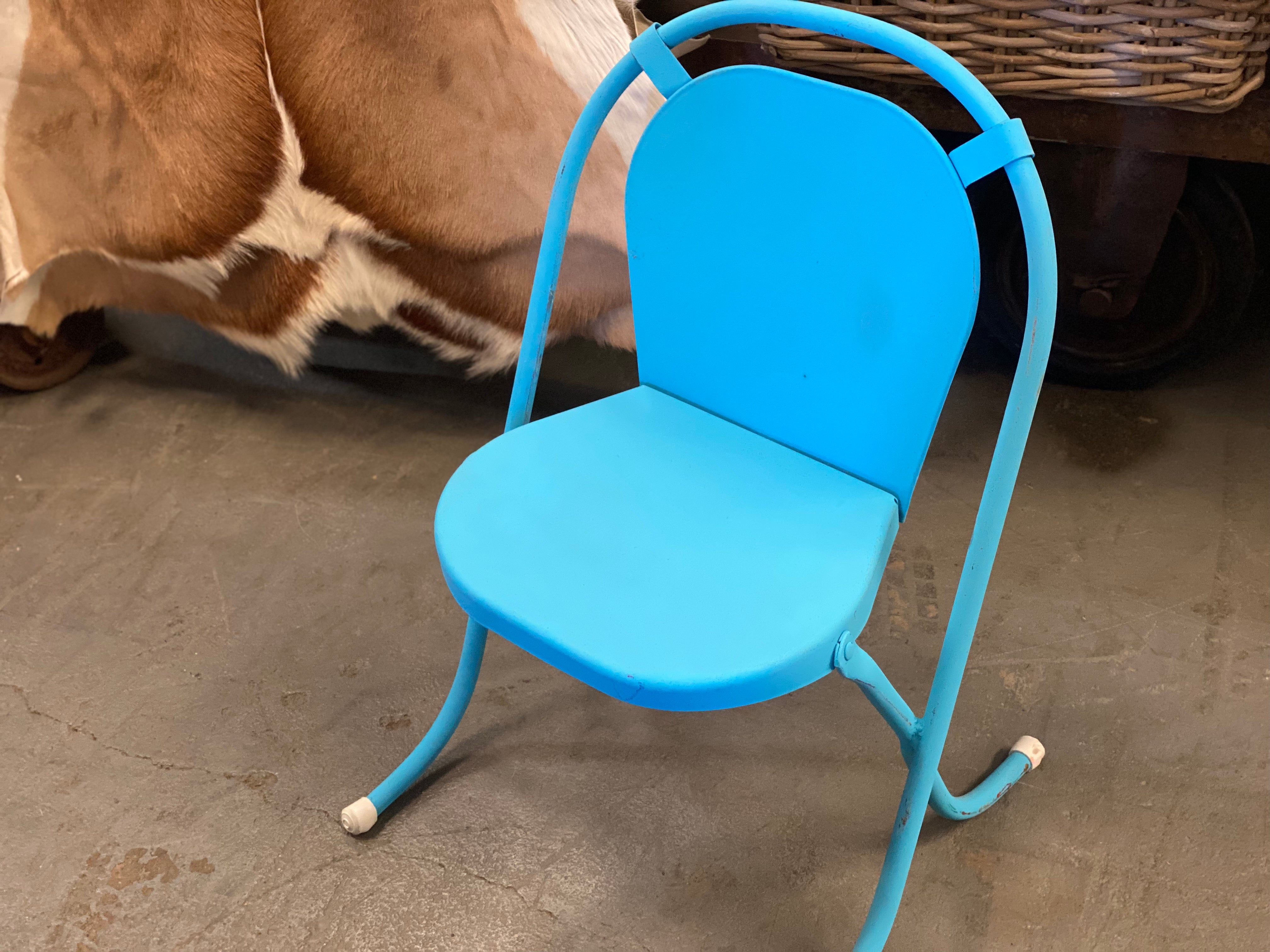 Vintage BLUE Metal Childs Chair