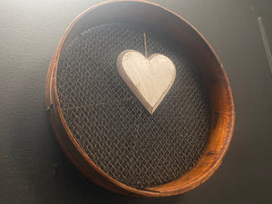 VINTAGE Timber White HEART on JUTE 1 ONLY