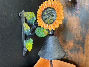 Painted Cast Iron Sunflower bell FREE Postage