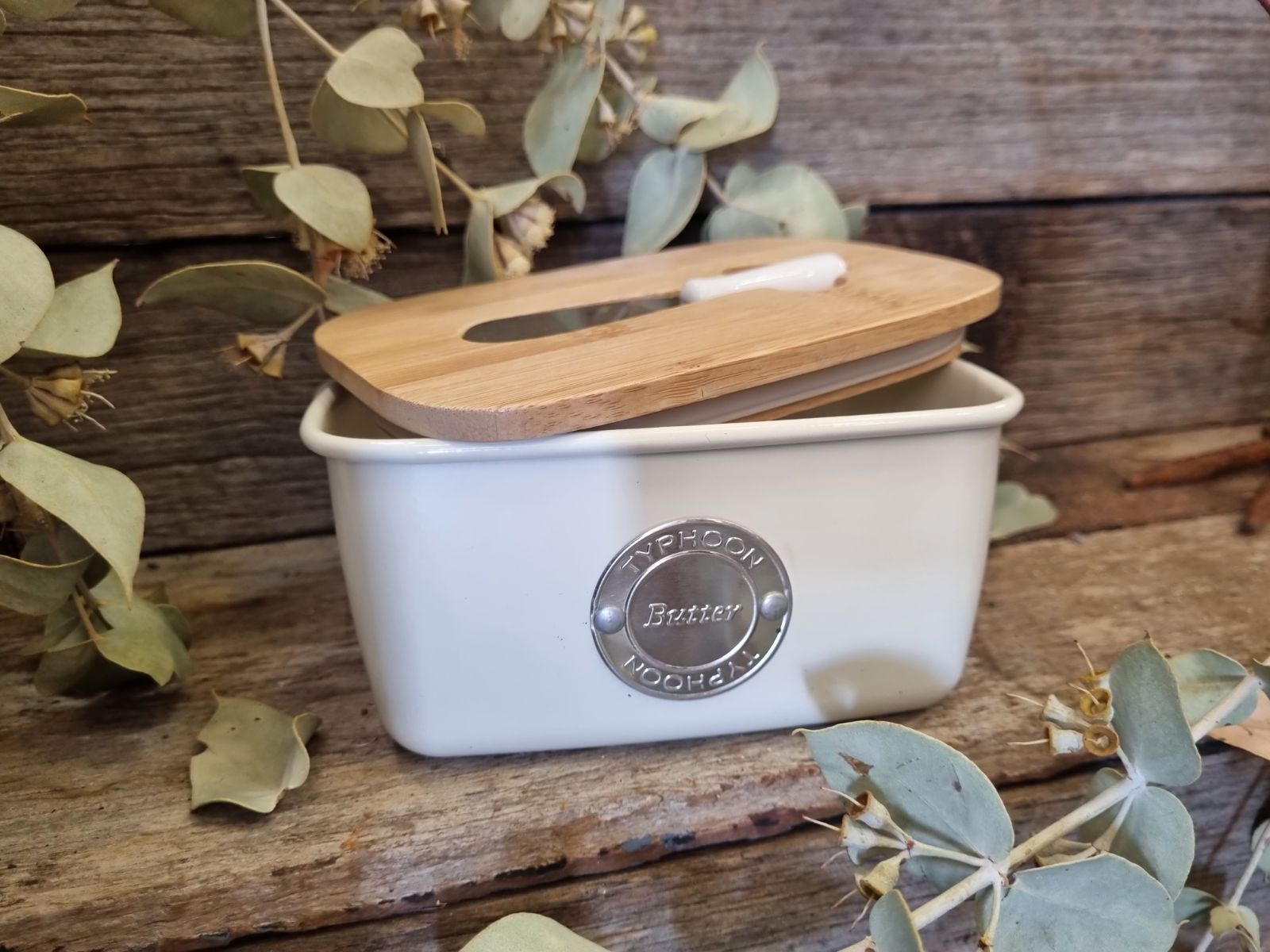 Vanilla Cream Enamel Butter Dish Set