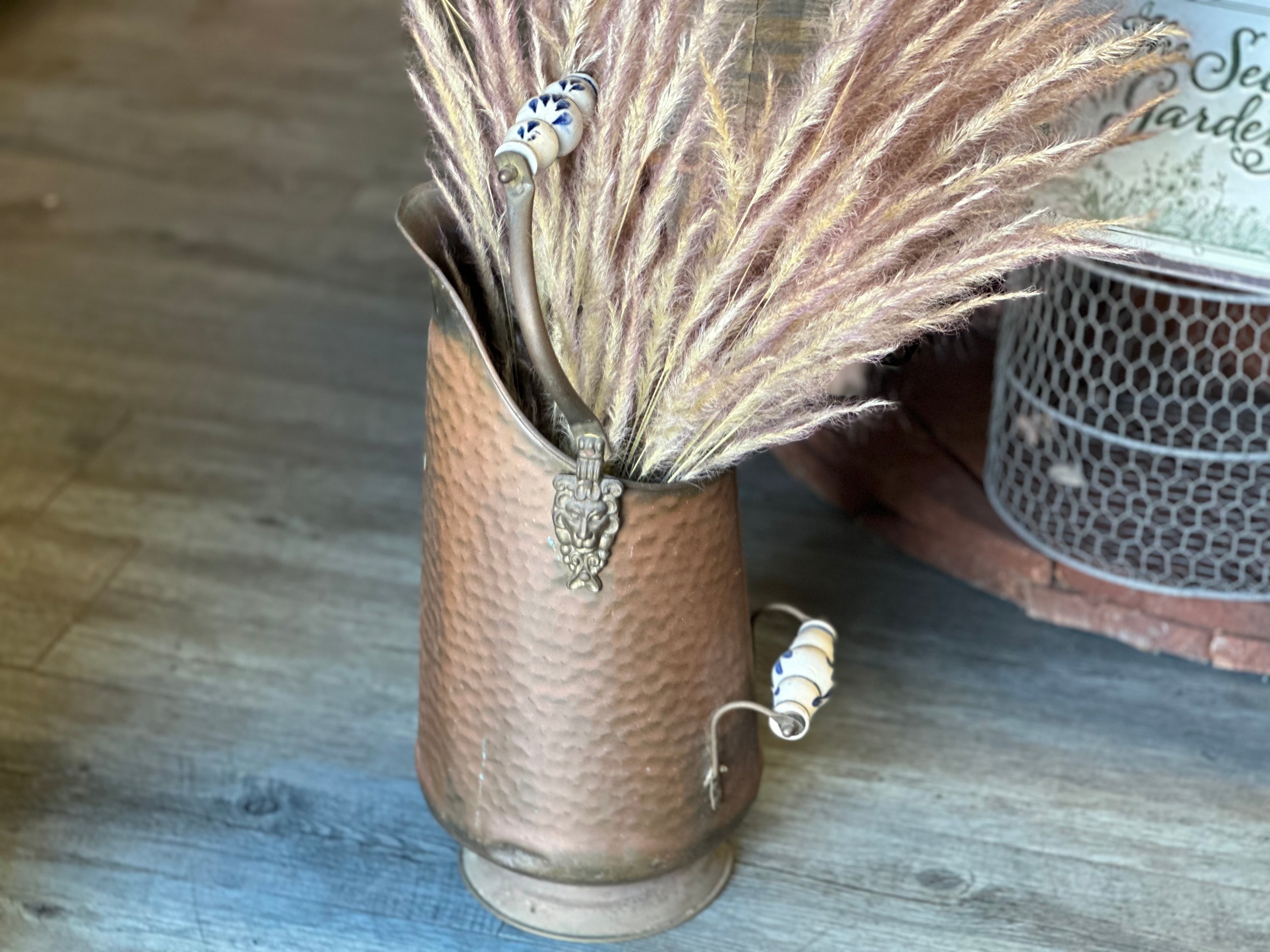 Antique Copper Vase with Porcelain Handle