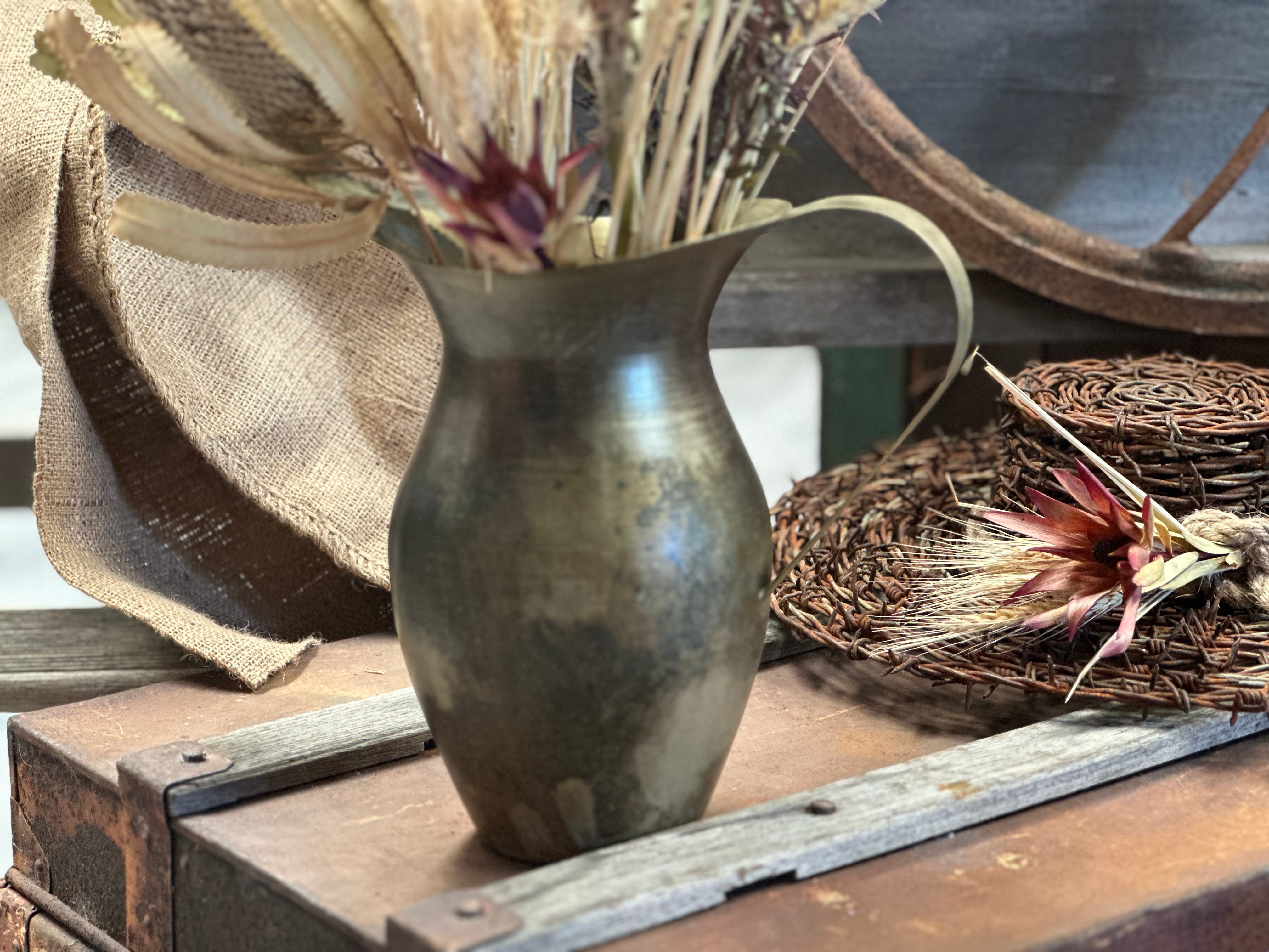 FARMHOUSE Aged Antique Brass Pitcher