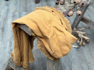NEW 100%  LUX LINEN Tassel TABLE Runner Camel
