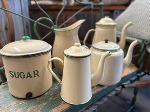 Enamel Cream Green XL Jug Tea Pot