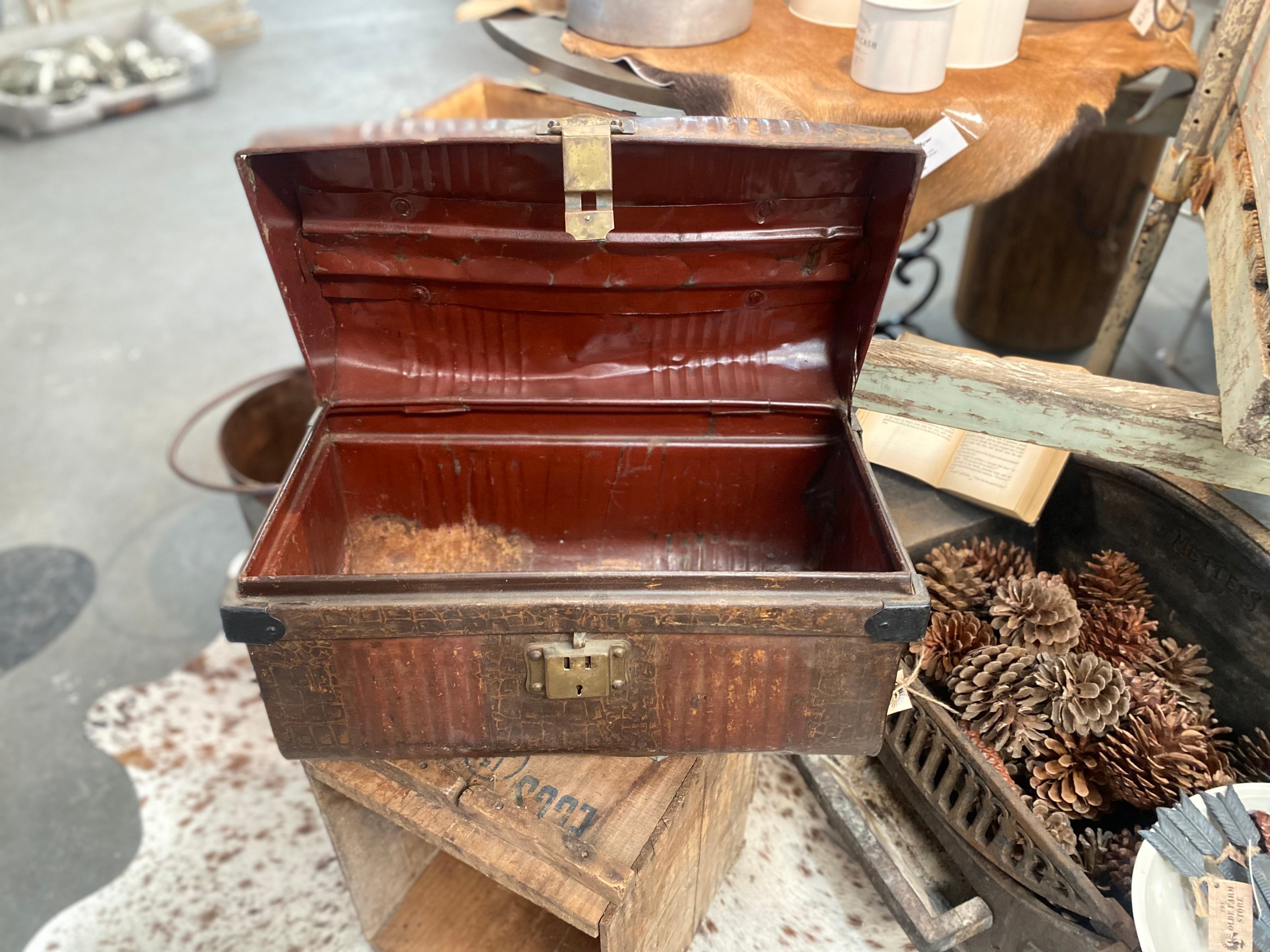 Vintage Industrial Metal Trunk