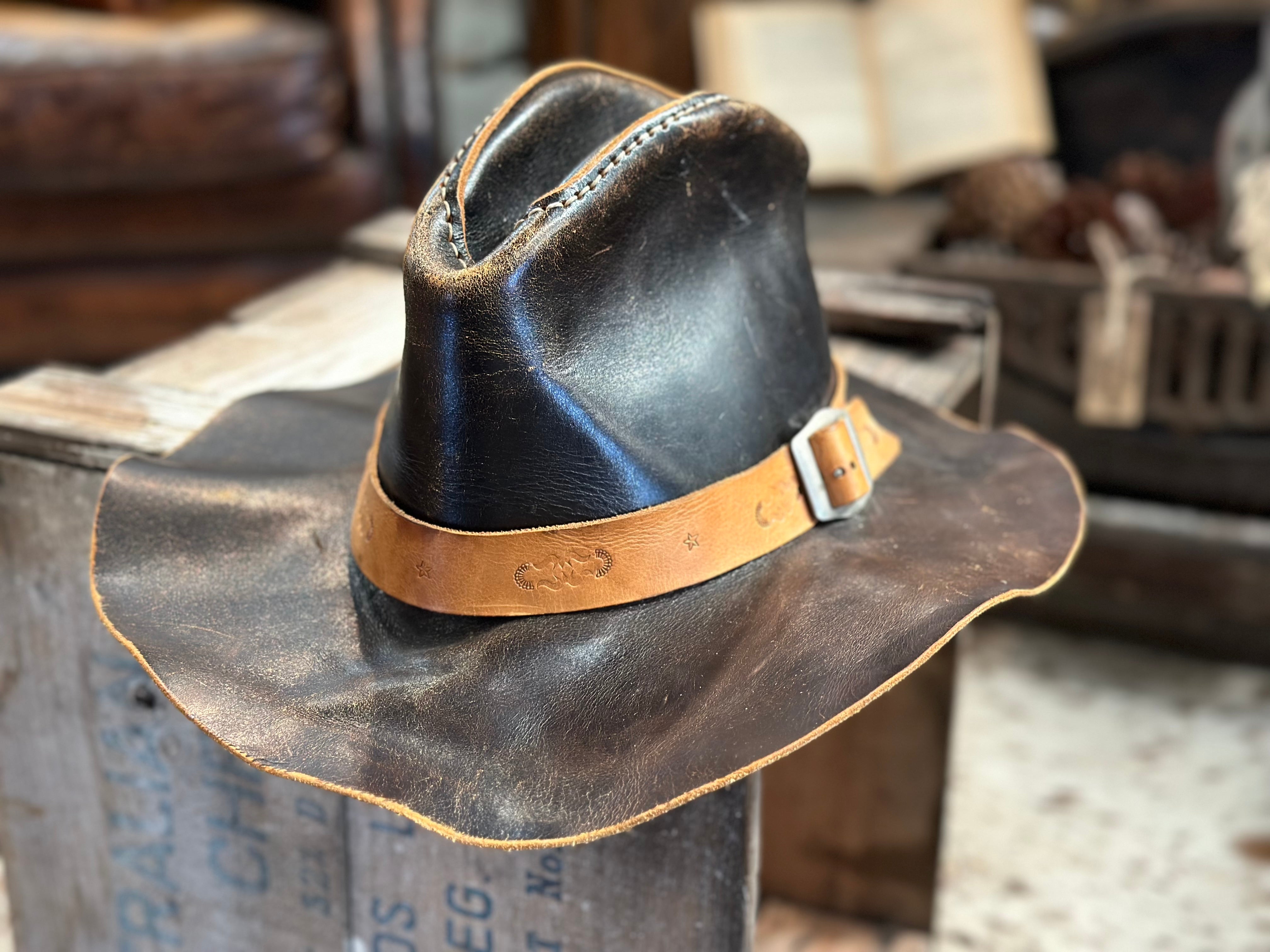 Vintage Leather Hat FREE Postage - Main Image