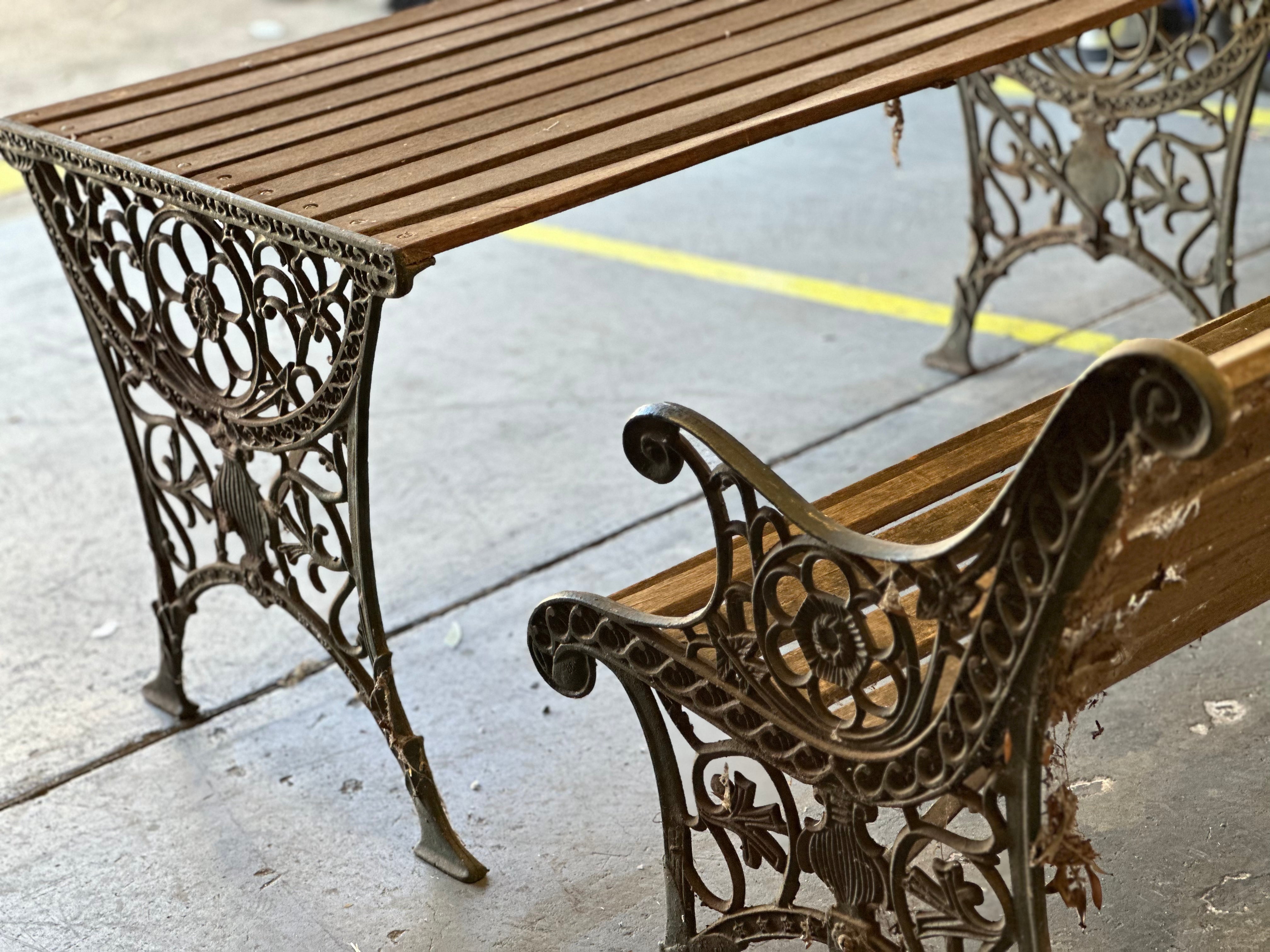 Wrought Iron Vintage Table and Bench Set