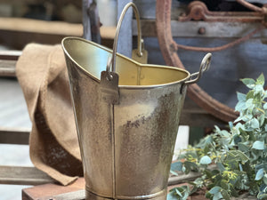 XL Antique Brass Coal Fire Bucket