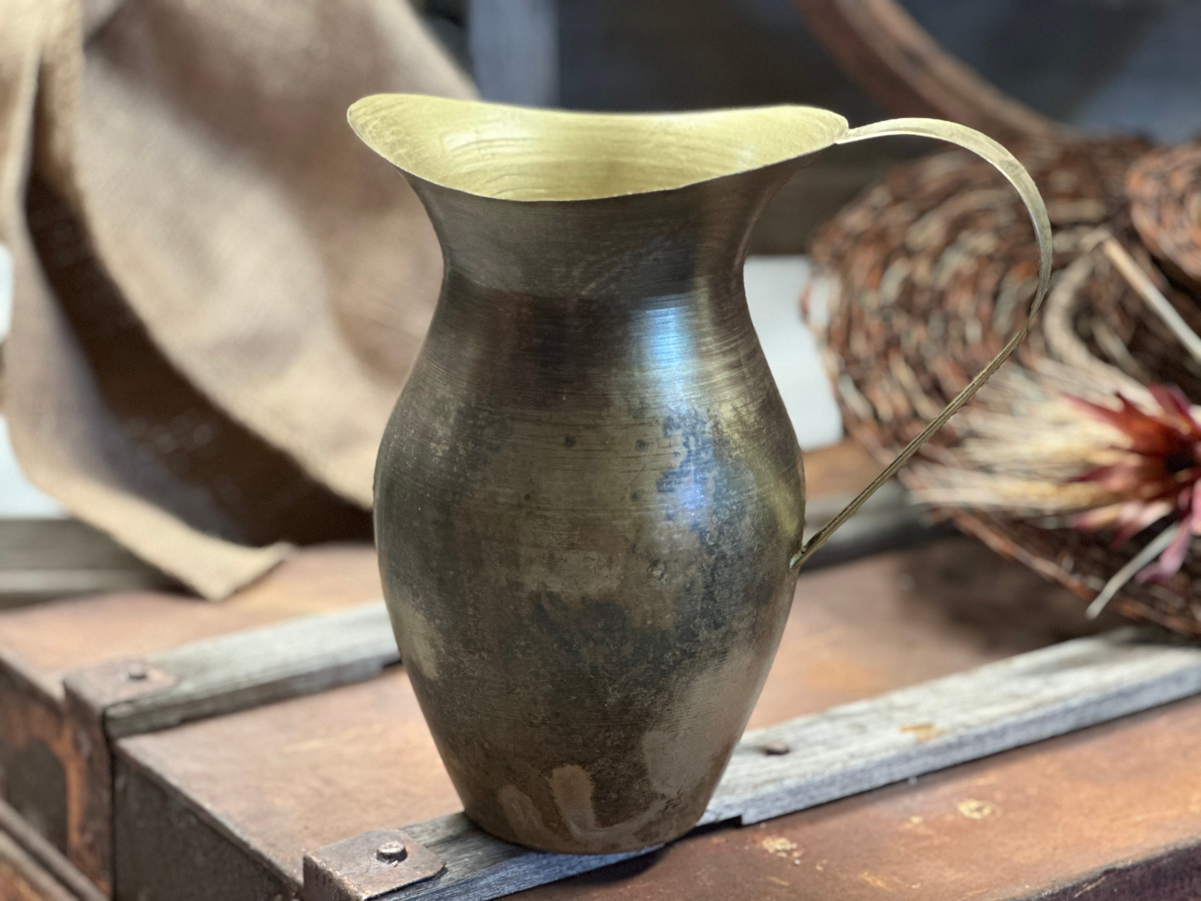 FARMHOUSE Aged Antique Brass Pitcher