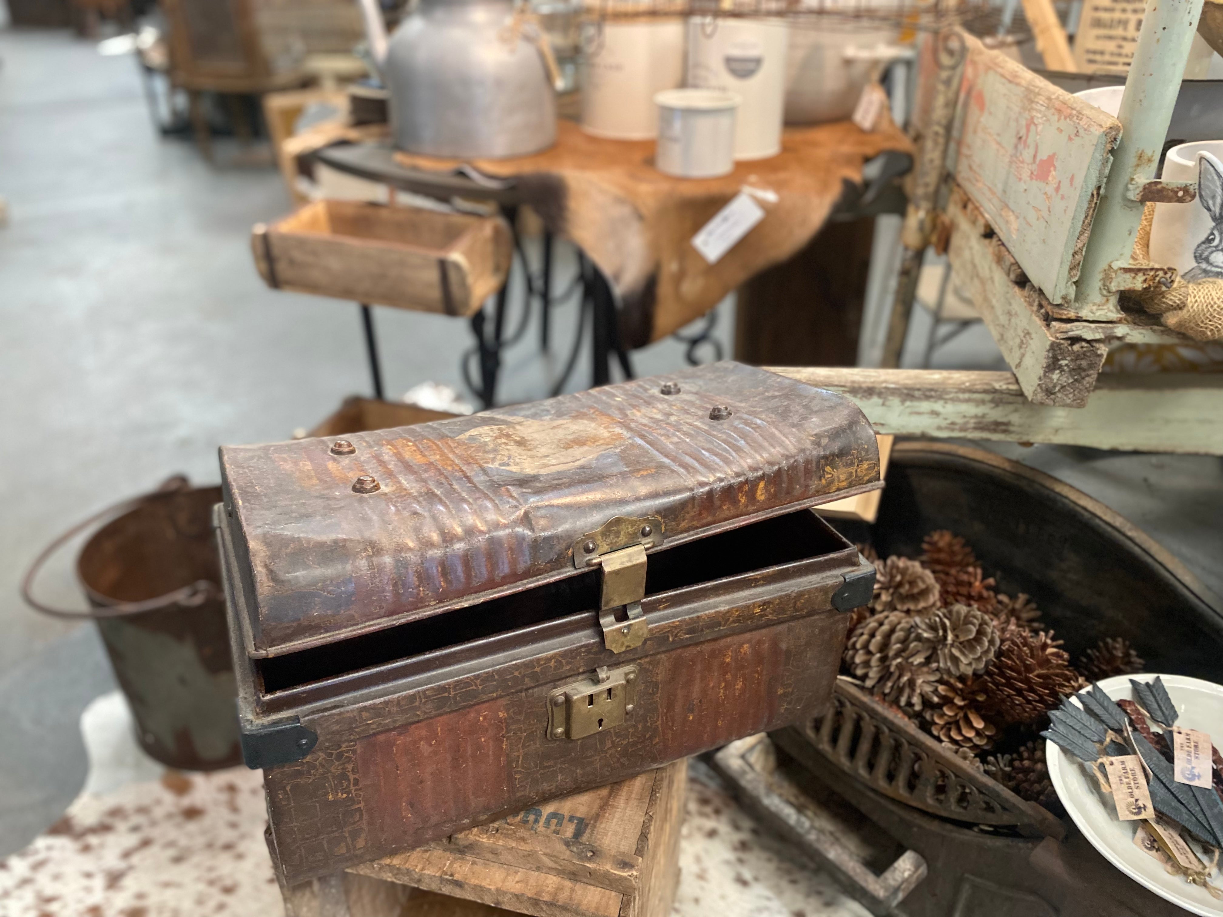Vintage Industrial Metal Trunk