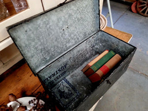 Vintage CHARCOAL AUSTRALIA Tin Trunk