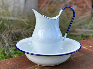 Vintage ENAMEL Pitcher and Basin Set