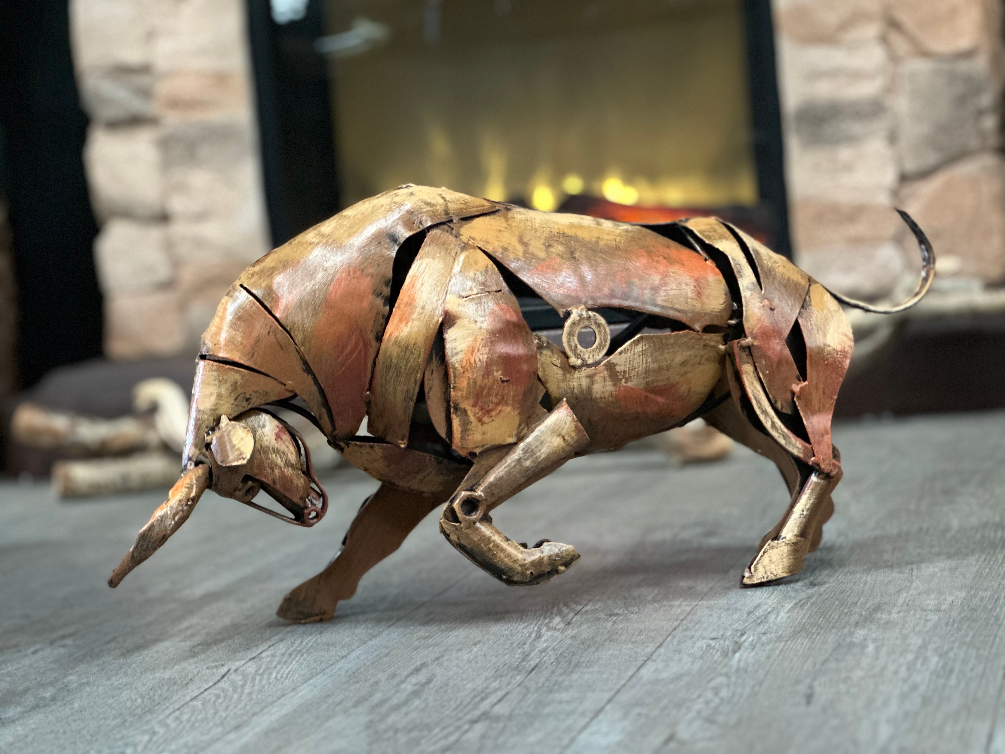 RED-ROCK BULL Metal SCULPTURE ART