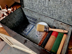 Vintage CHARCOAL AUSTRALIA Tin Trunk