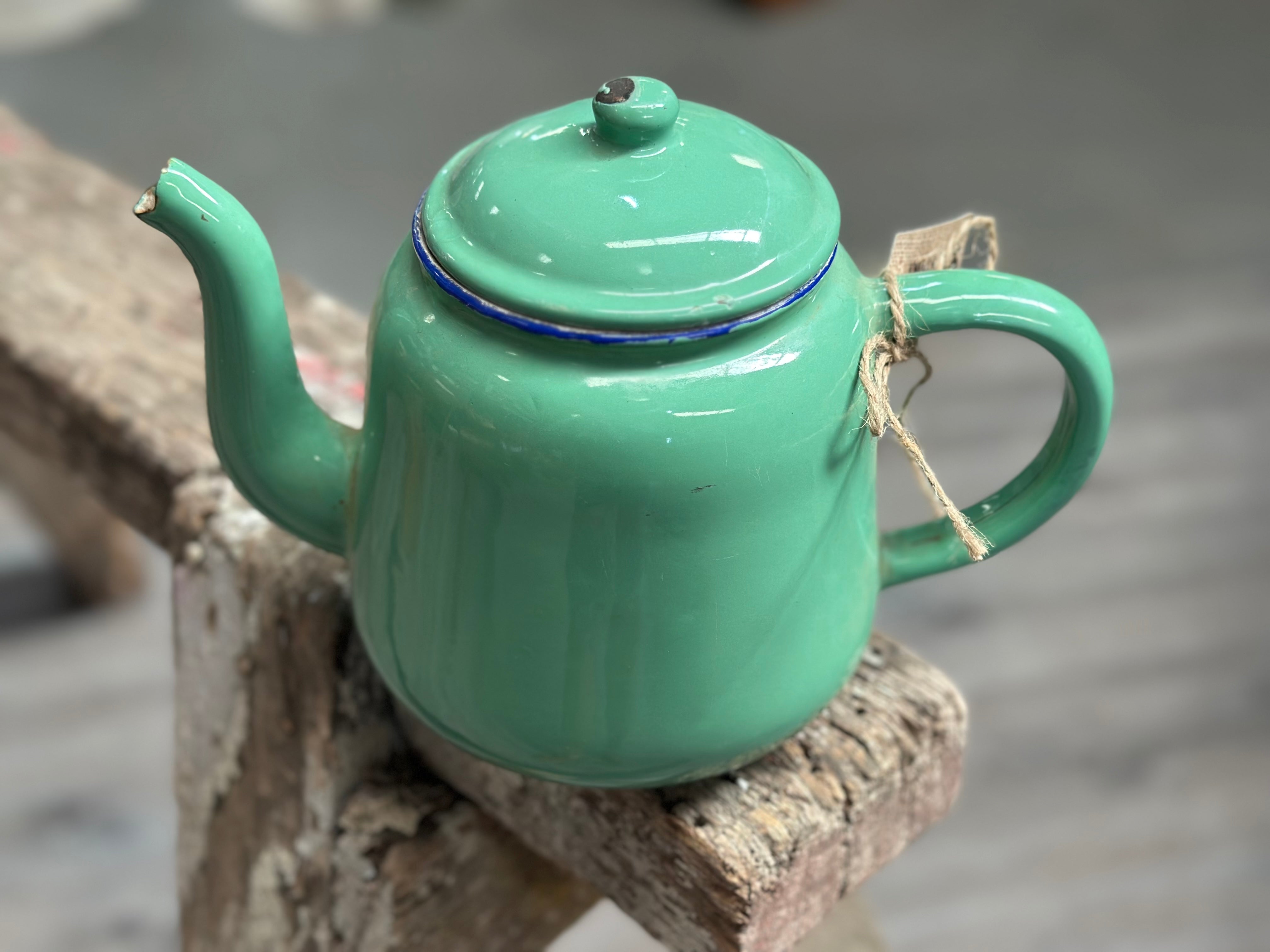 Vintage MINT Enamel Tea Pot
