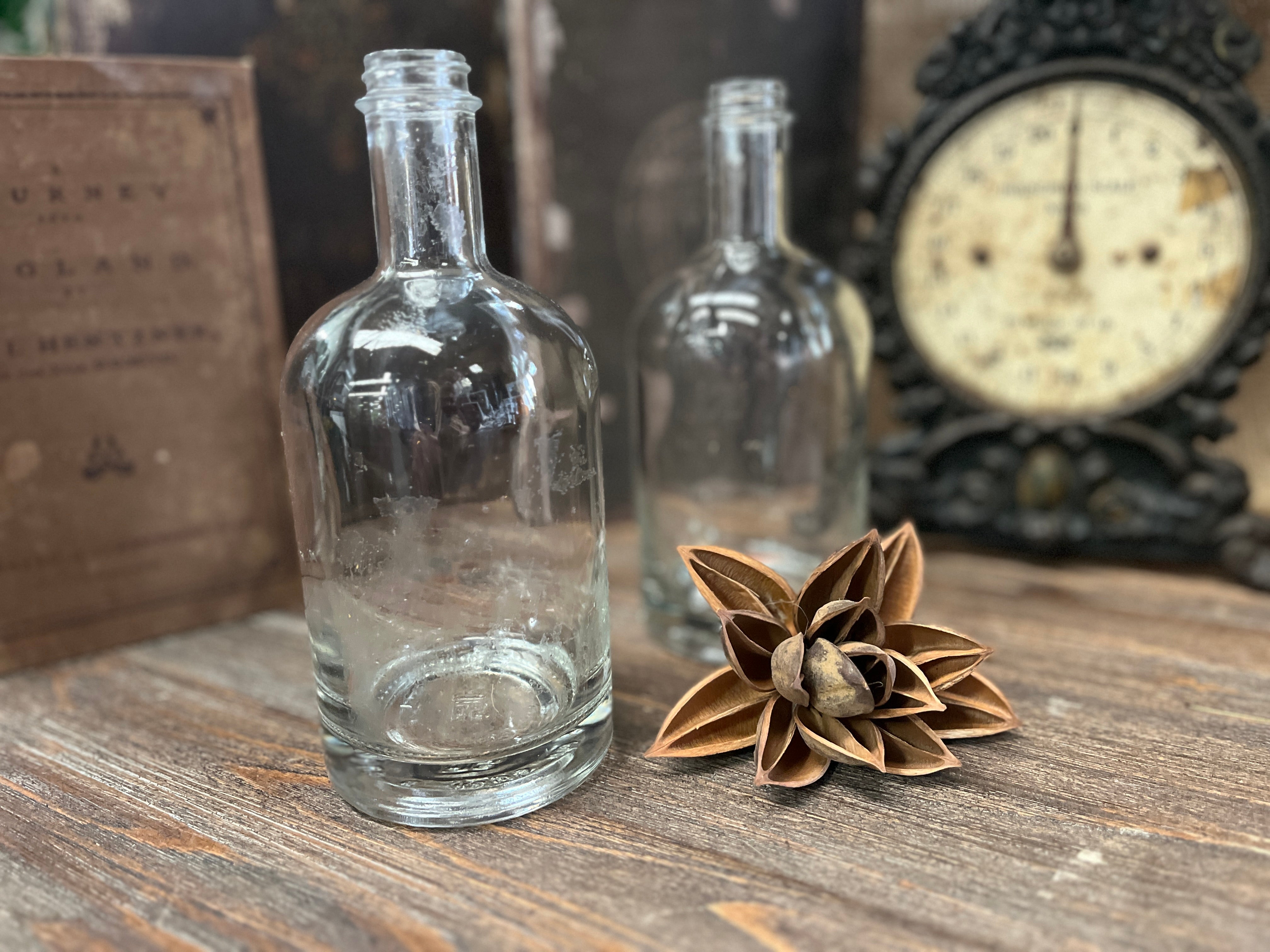 Set of 2 Vintage Glass Bottles