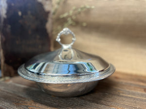 Large serving Bowl with lid Vintage Silver