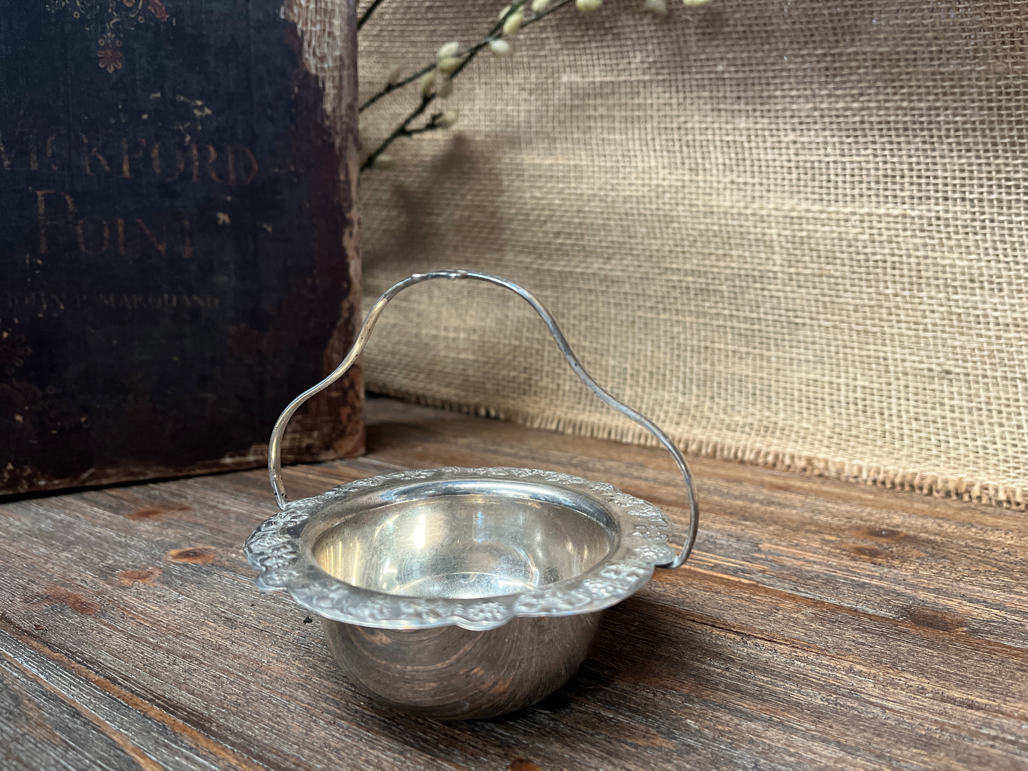 Vintage Silver serving Bowl Basket
