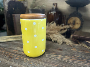 Vintage YELLOW Spotty Canister