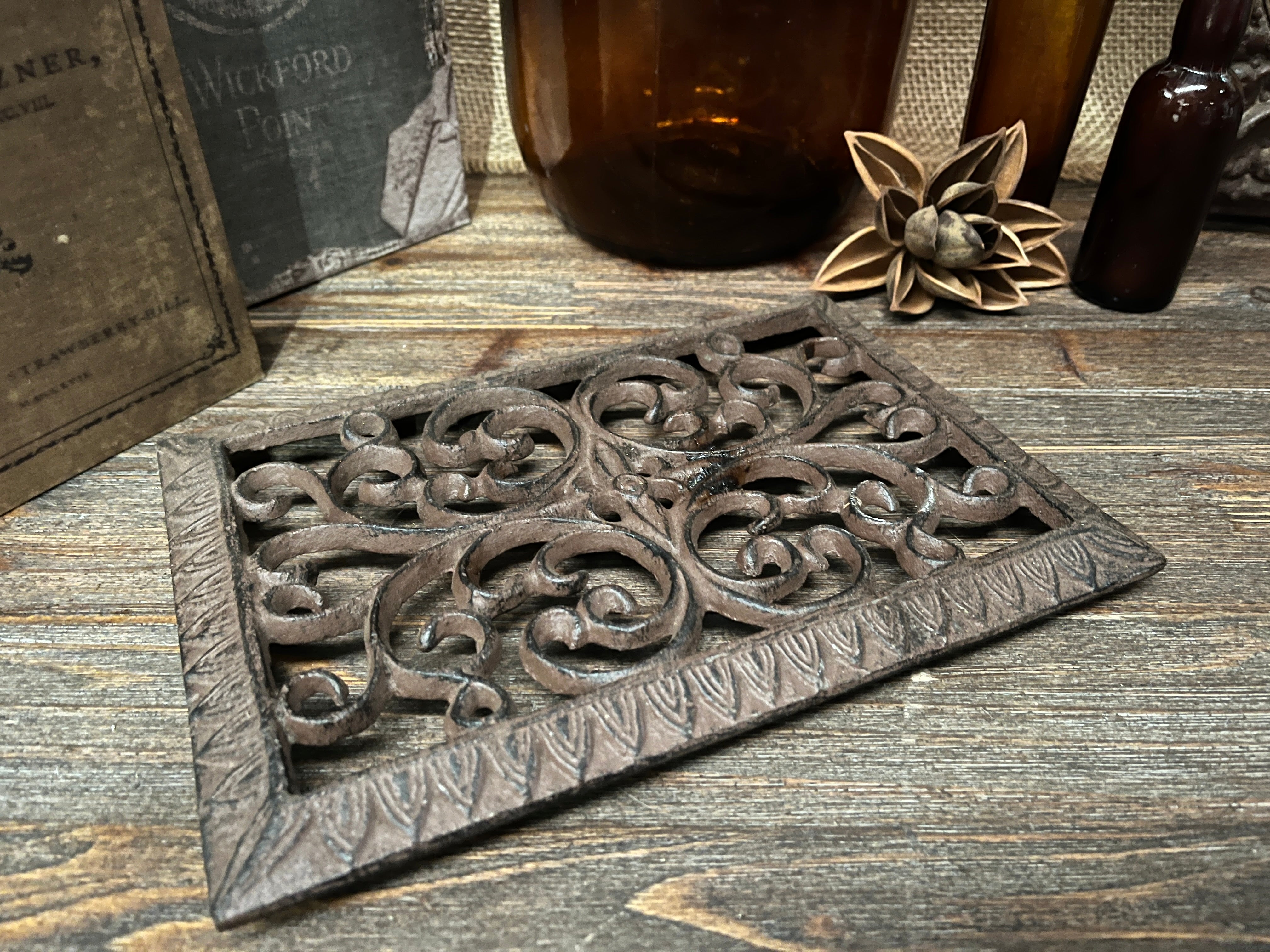 Cast Iron SWIRL Trivet Rectangle