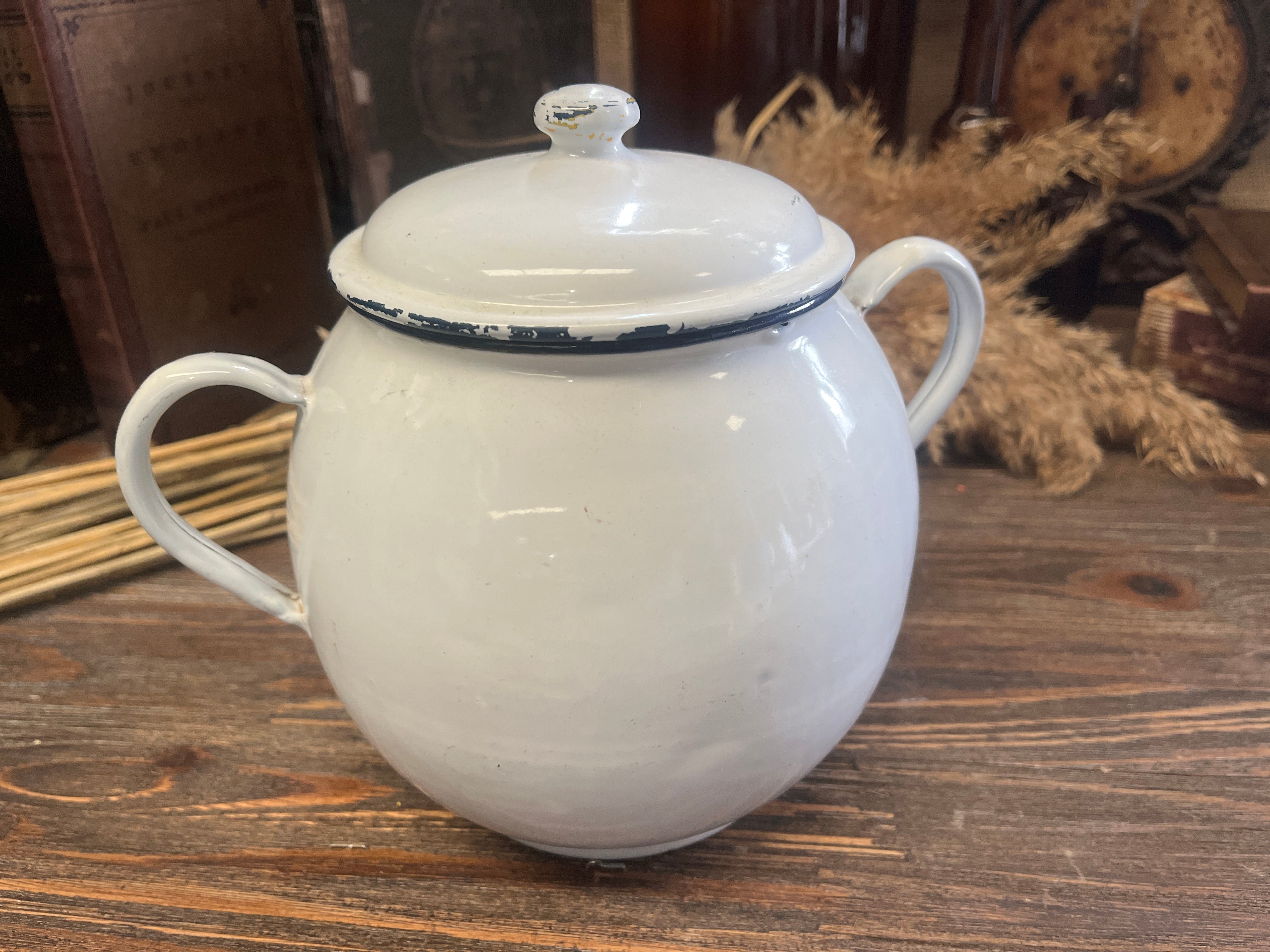 Vintage Enamel pot with Handles