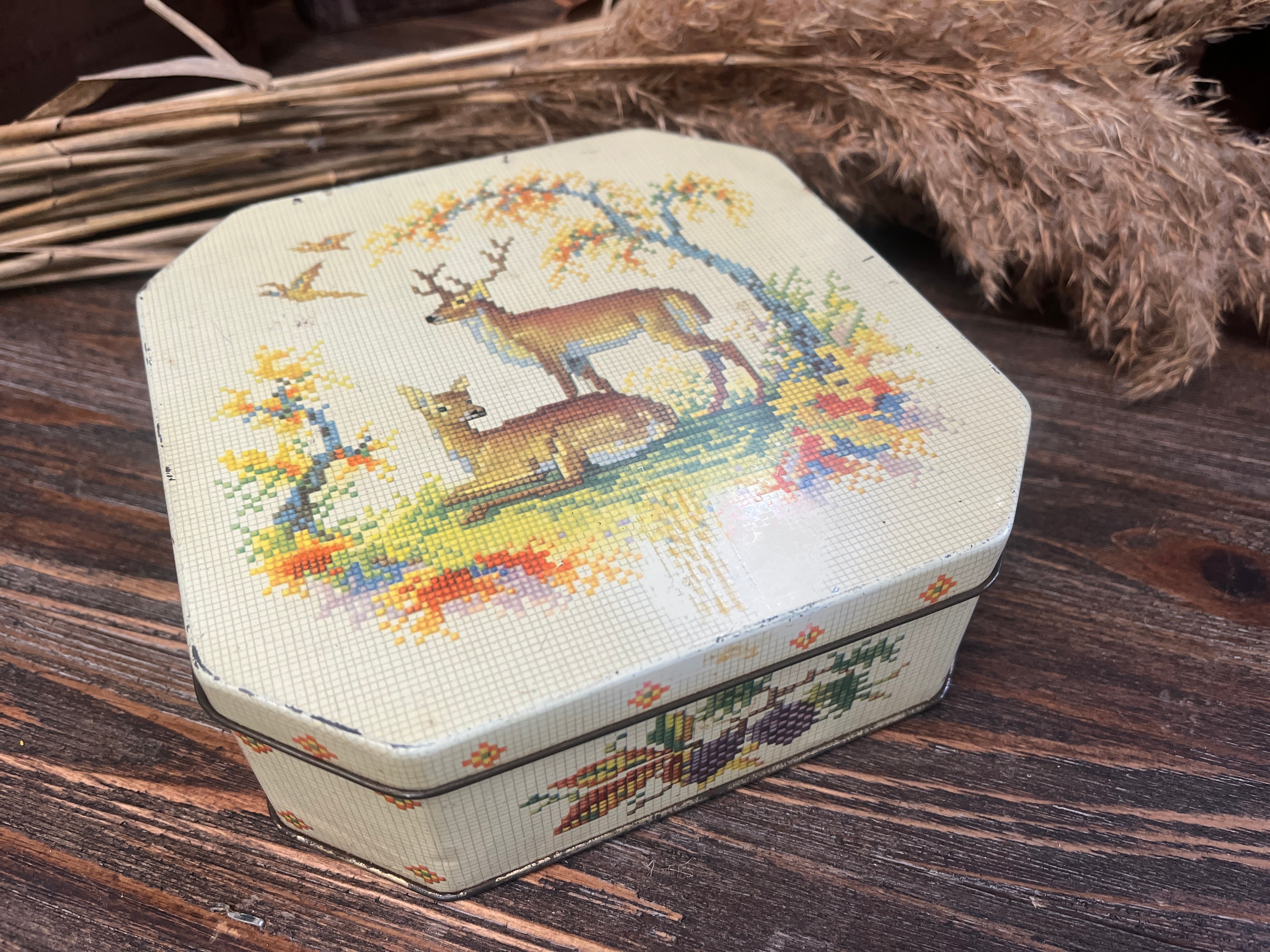 Vintage YELLOW Deer Tin