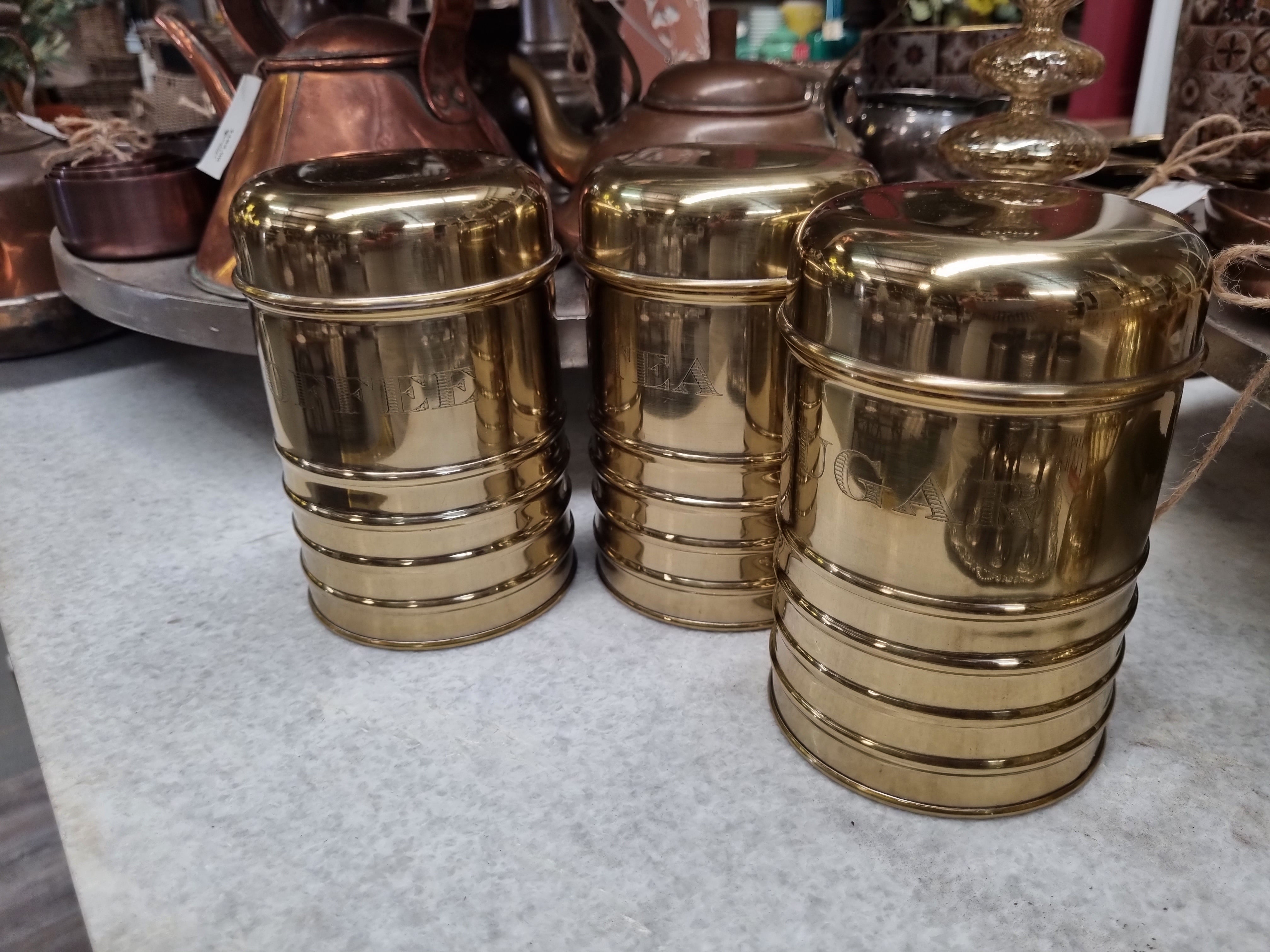 GOLD Tea/Coffee/Sugar metal Canisters