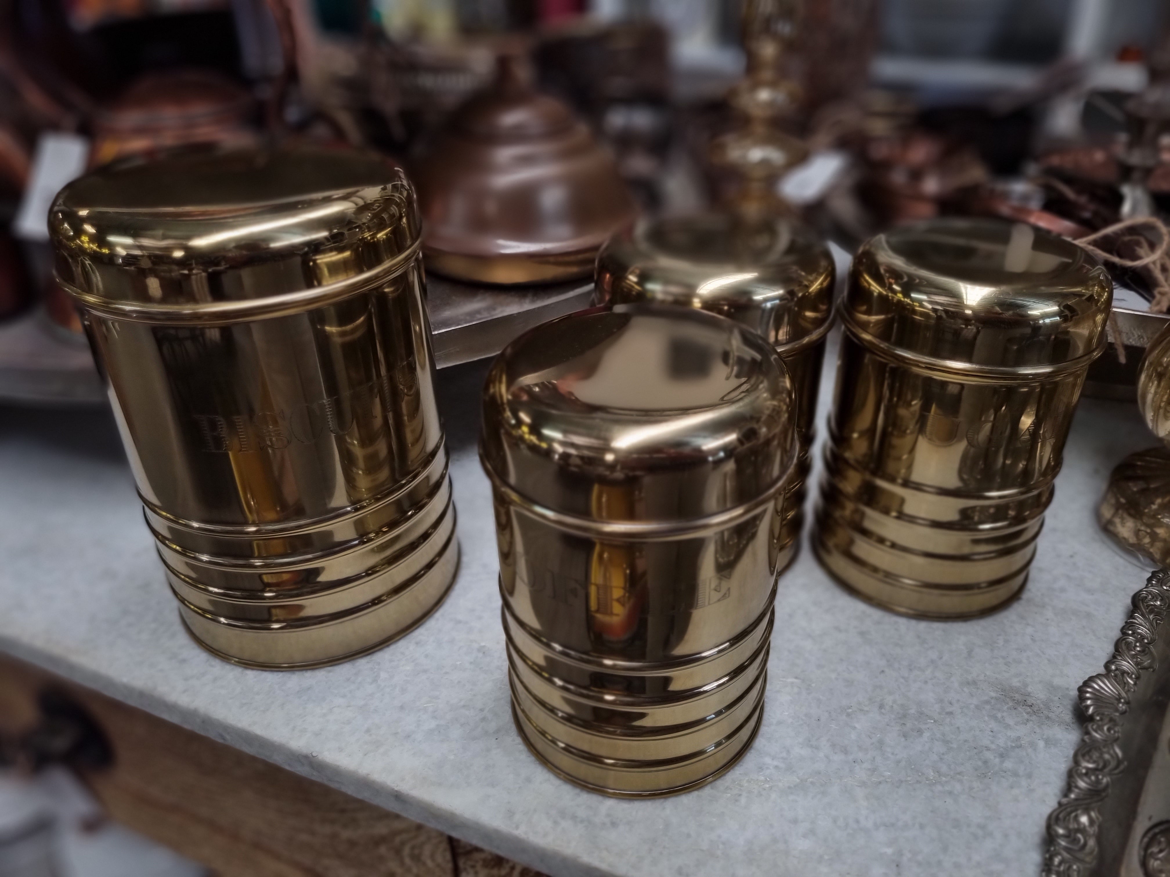 GOLD Tea/Coffee/Sugar metal Canisters