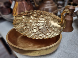 GOLD peacock Bowl w/ Lid