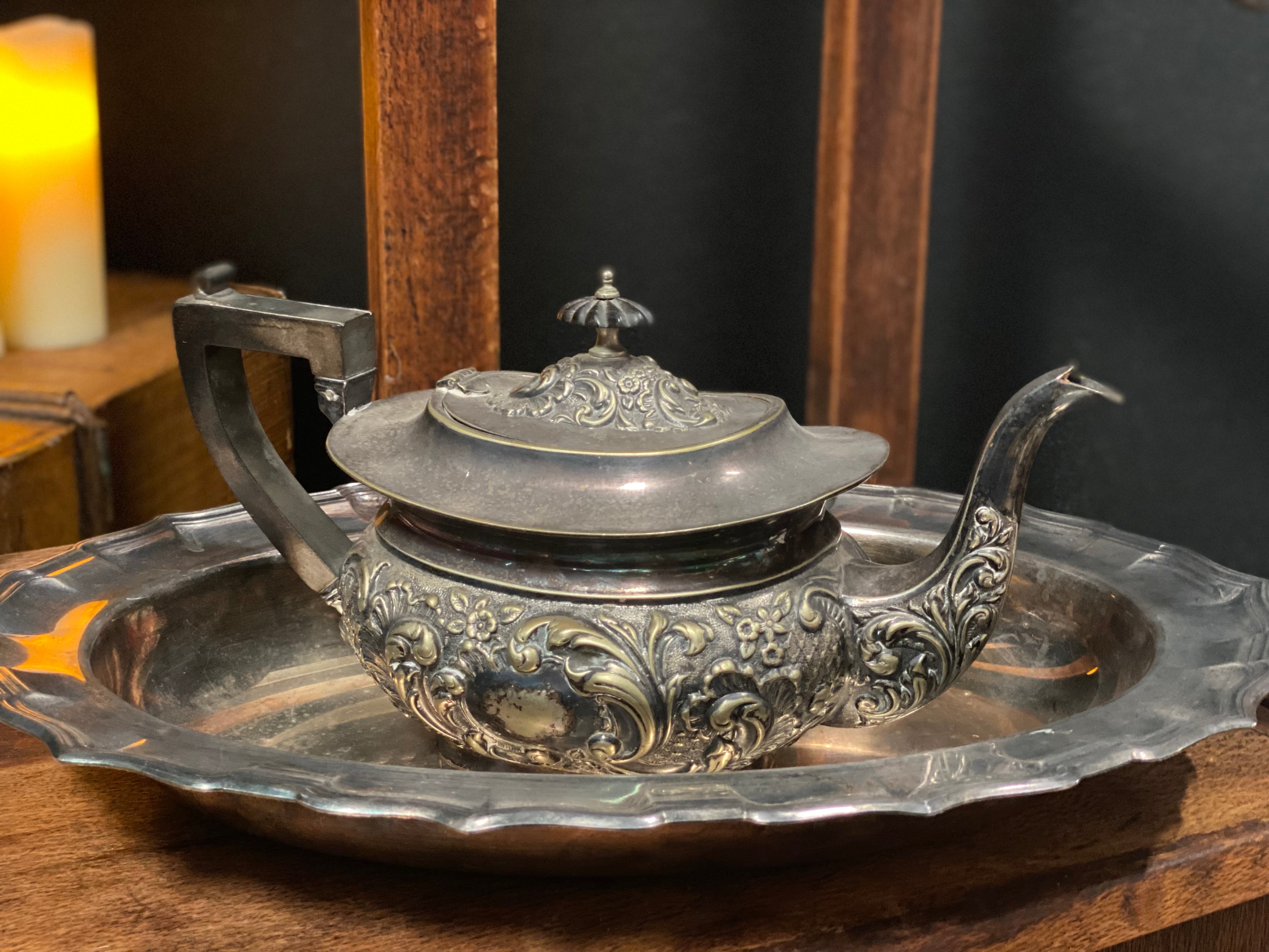 Large OVAL Antique Silver Tray