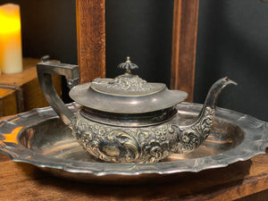 Large OVAL Antique Silver Tray