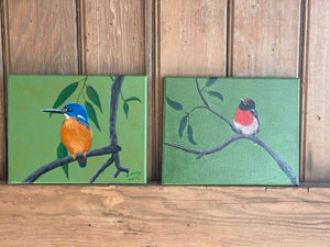 Original BLUE Bird Hand Painted Canvas Art