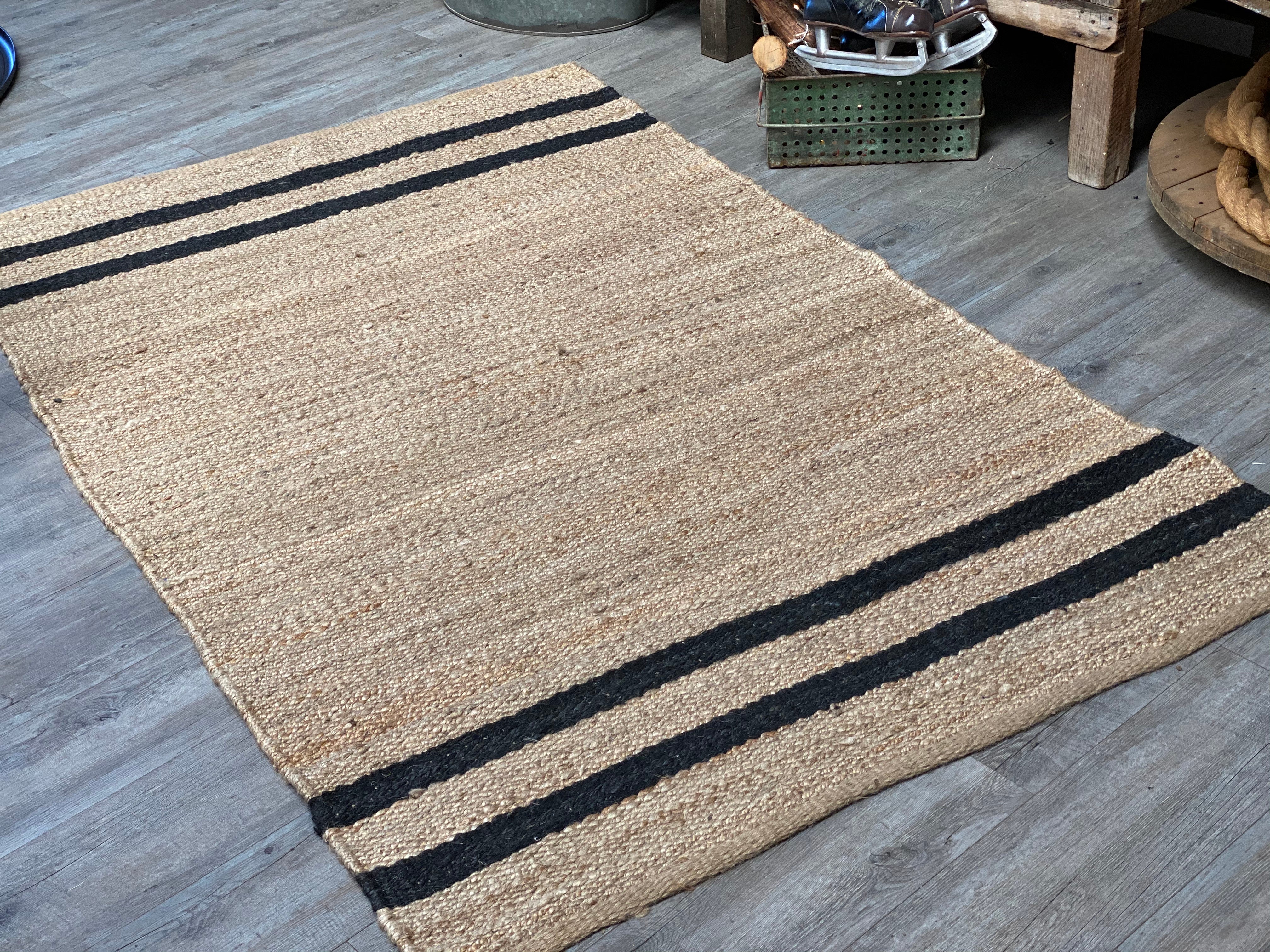 Charcoal Stripe JUTE Rug