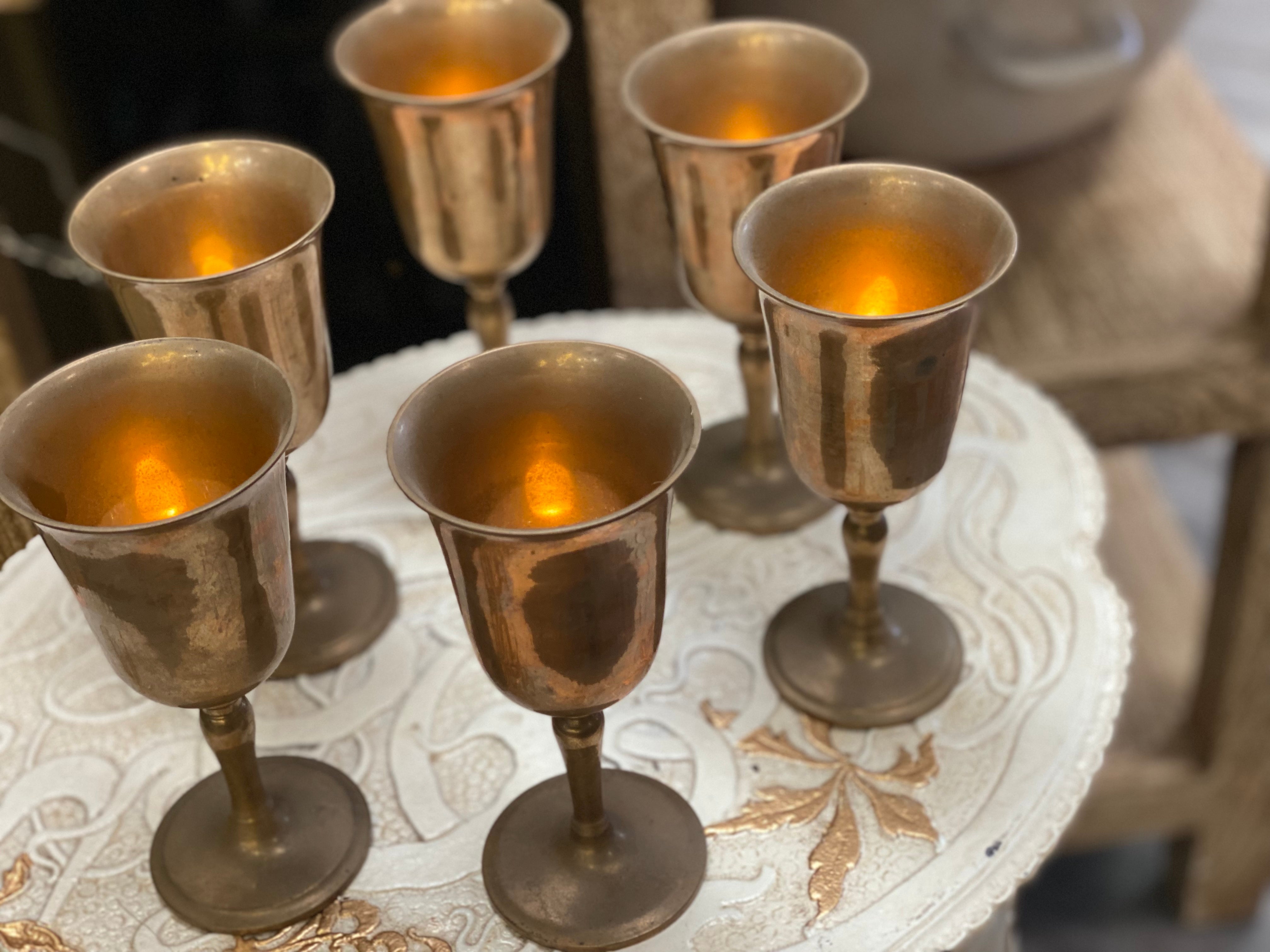 ORIGINAL Set of 6 PEWTER Glasses/CUPS FREE Postage