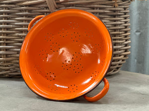 ORANGE Vintage Enamel Colander FREE Postage