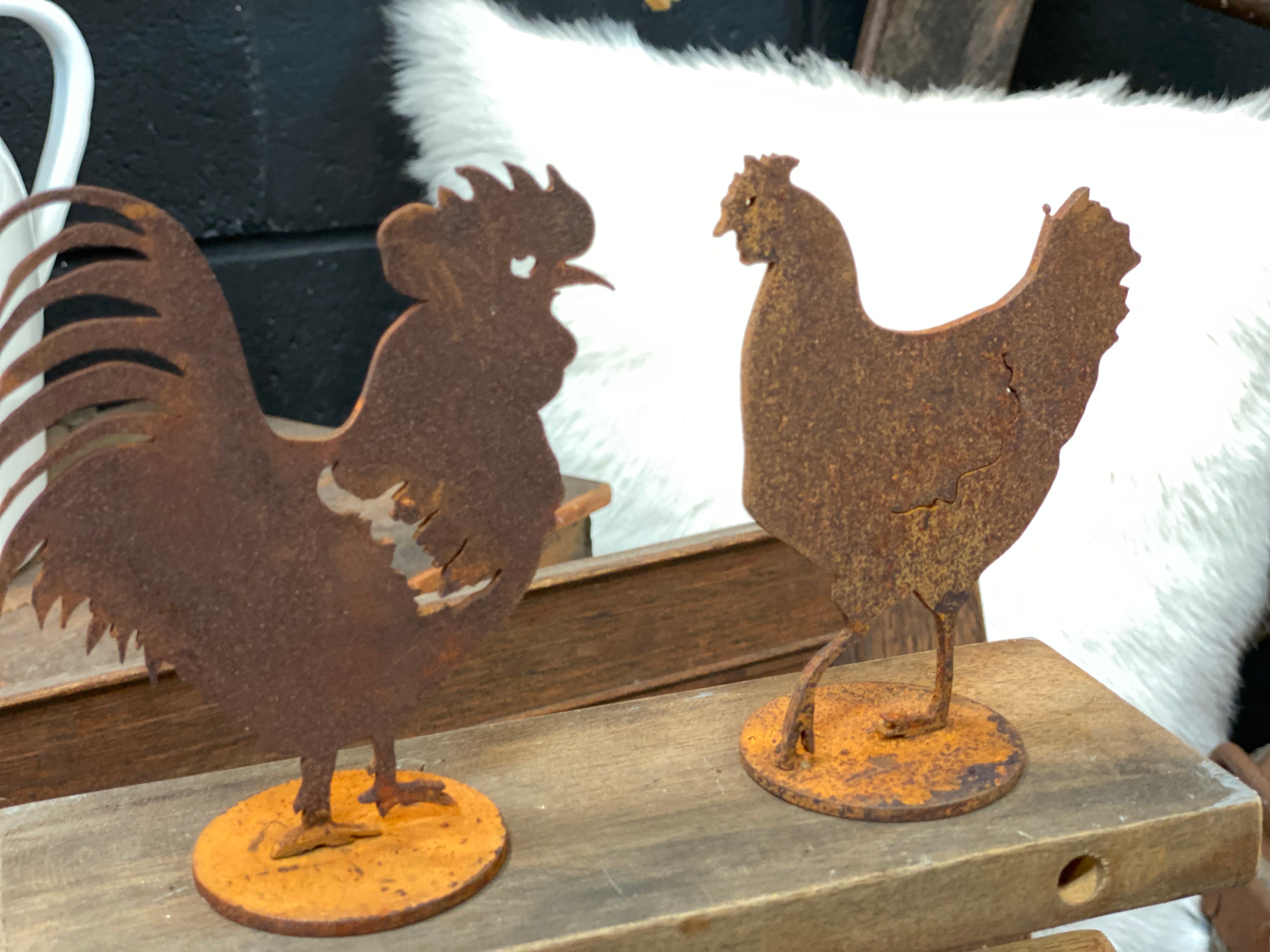 RUSTY Hen & Rooster FREE Postage