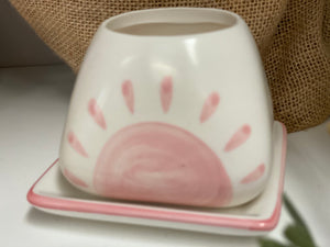 PINK Ceramic Pot and Saucer