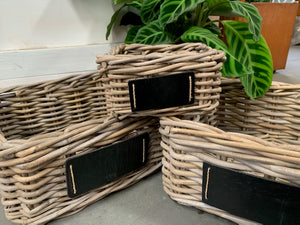 Square Rattan Baskets with CHALKBOARD