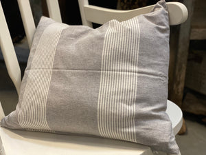 Grey stripe Recycled Cotton Feather cushion FREE Postage