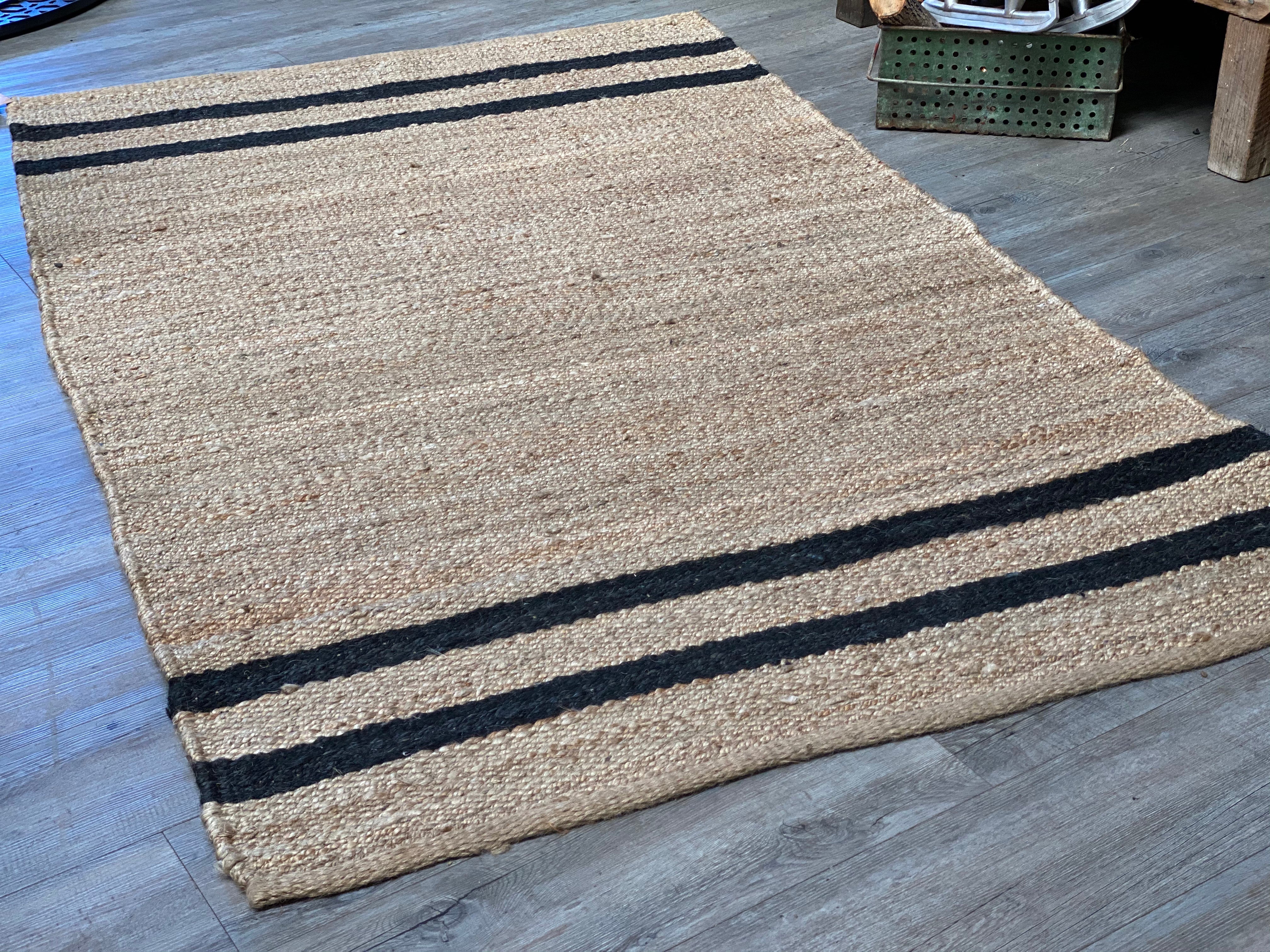 Charcoal Stripe JUTE Rug
