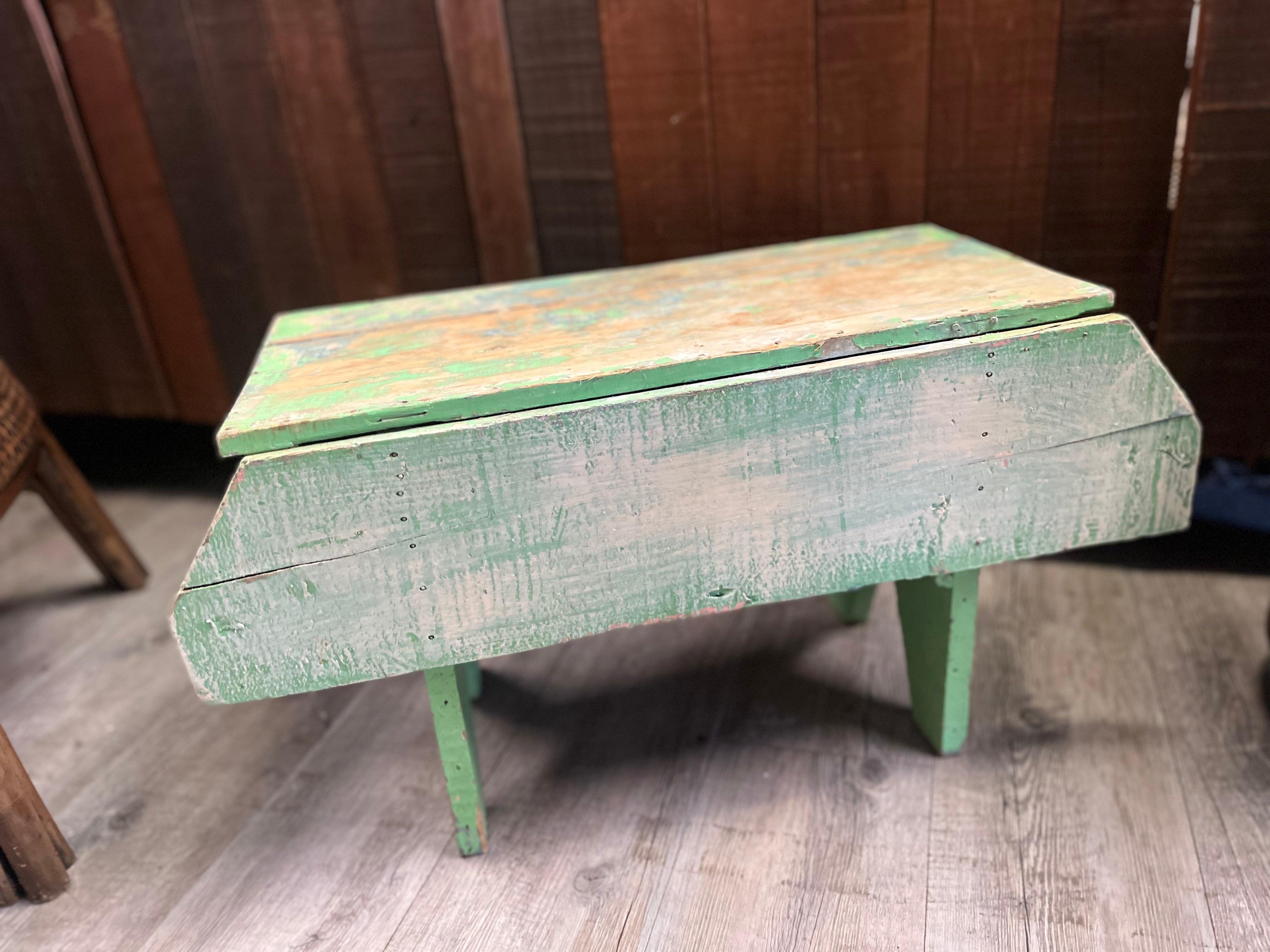 Vintage Green Foot Stool SHOE SHINE