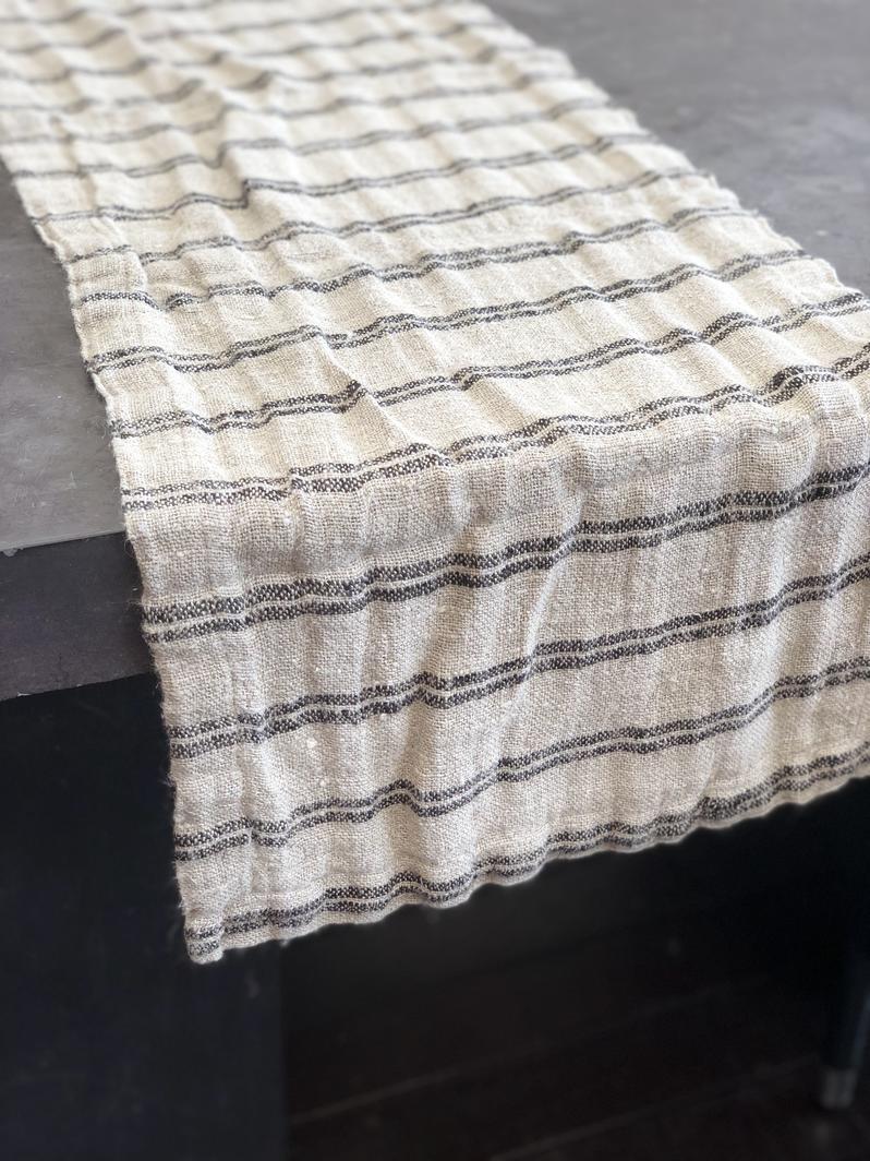 HANDLOOMED 100% Linen Stripe Runner