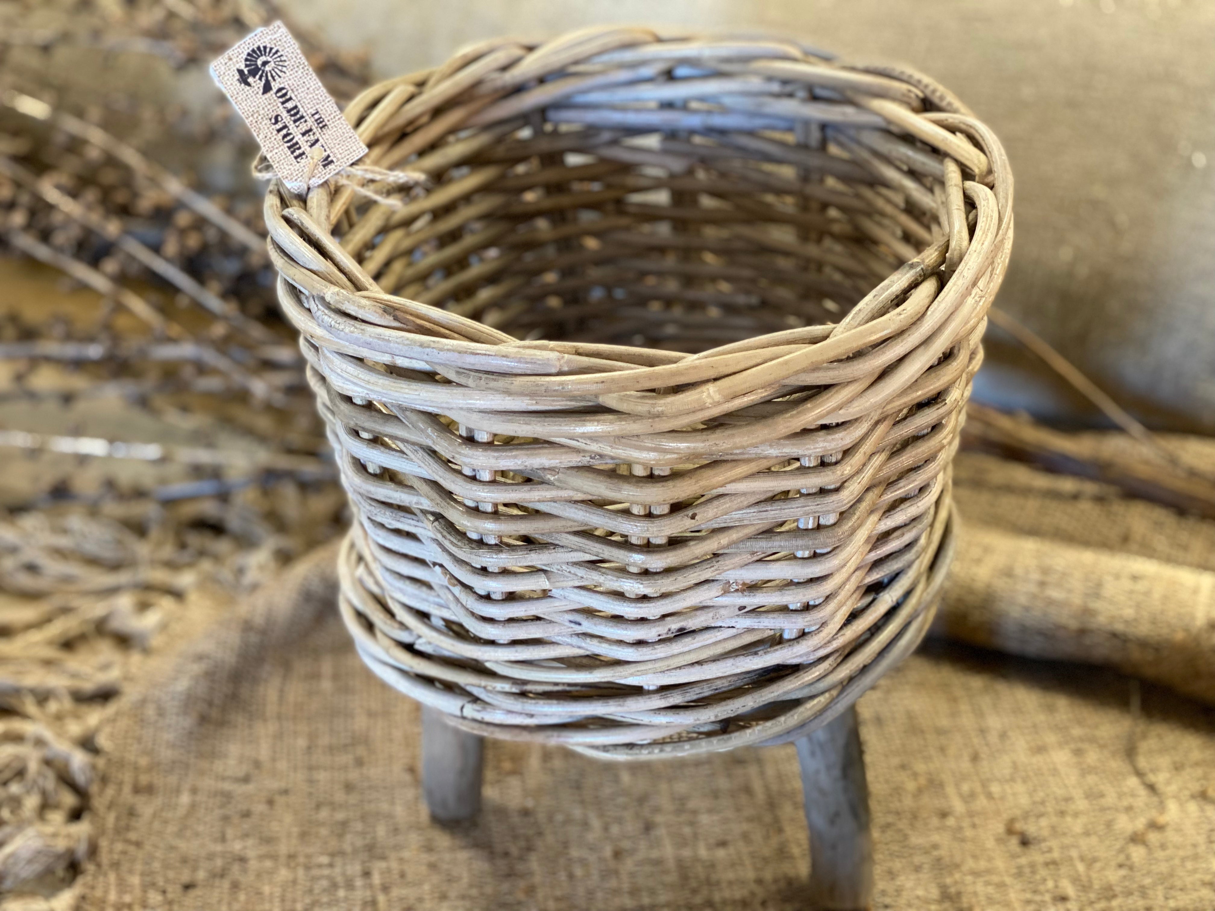 Rattan Planter On Wooden Legs