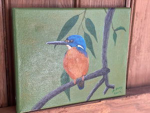 Original BLUE Bird Hand Painted Canvas Art
