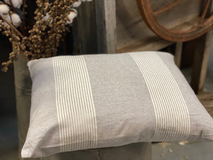 Grey stripe Recycled Cotton Feather cushion FREE Postage