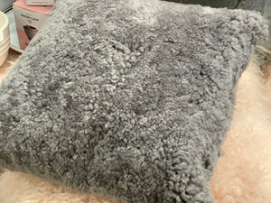 Light Grey Lambs Wool Cushion