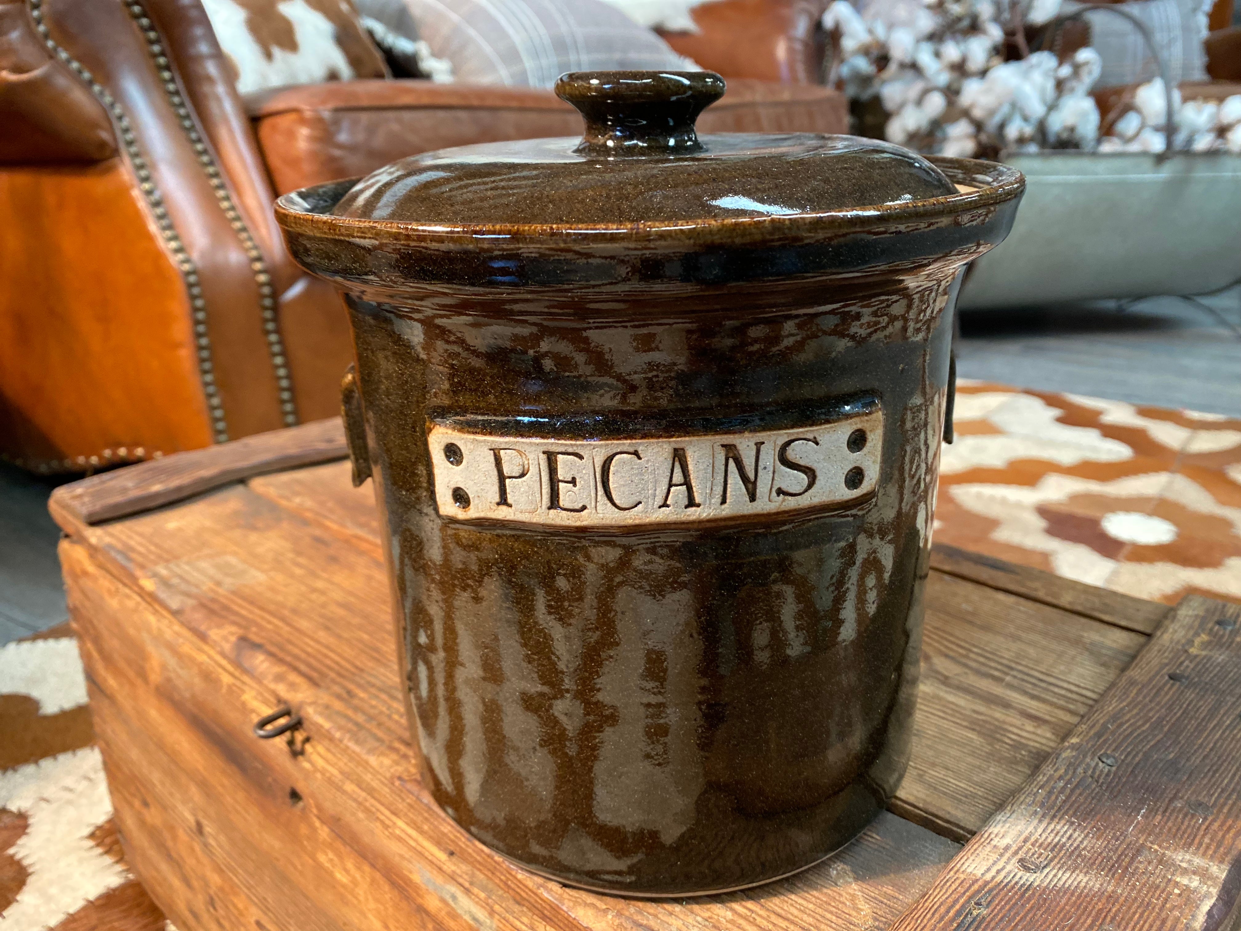 XL Vintage PECANS Pottery Jar